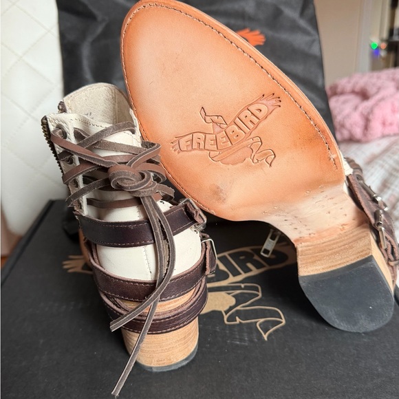 Freebird Ivory and Dark Brown Heeled Boots - Picture 6 of 7